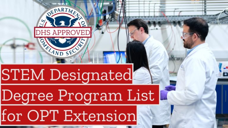 STEM Designated Degree Program List for OPT Extension according to Department of Homeland Security (DHS)