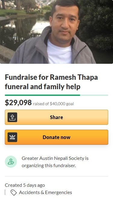 Ramesh Thapa GoFundMe